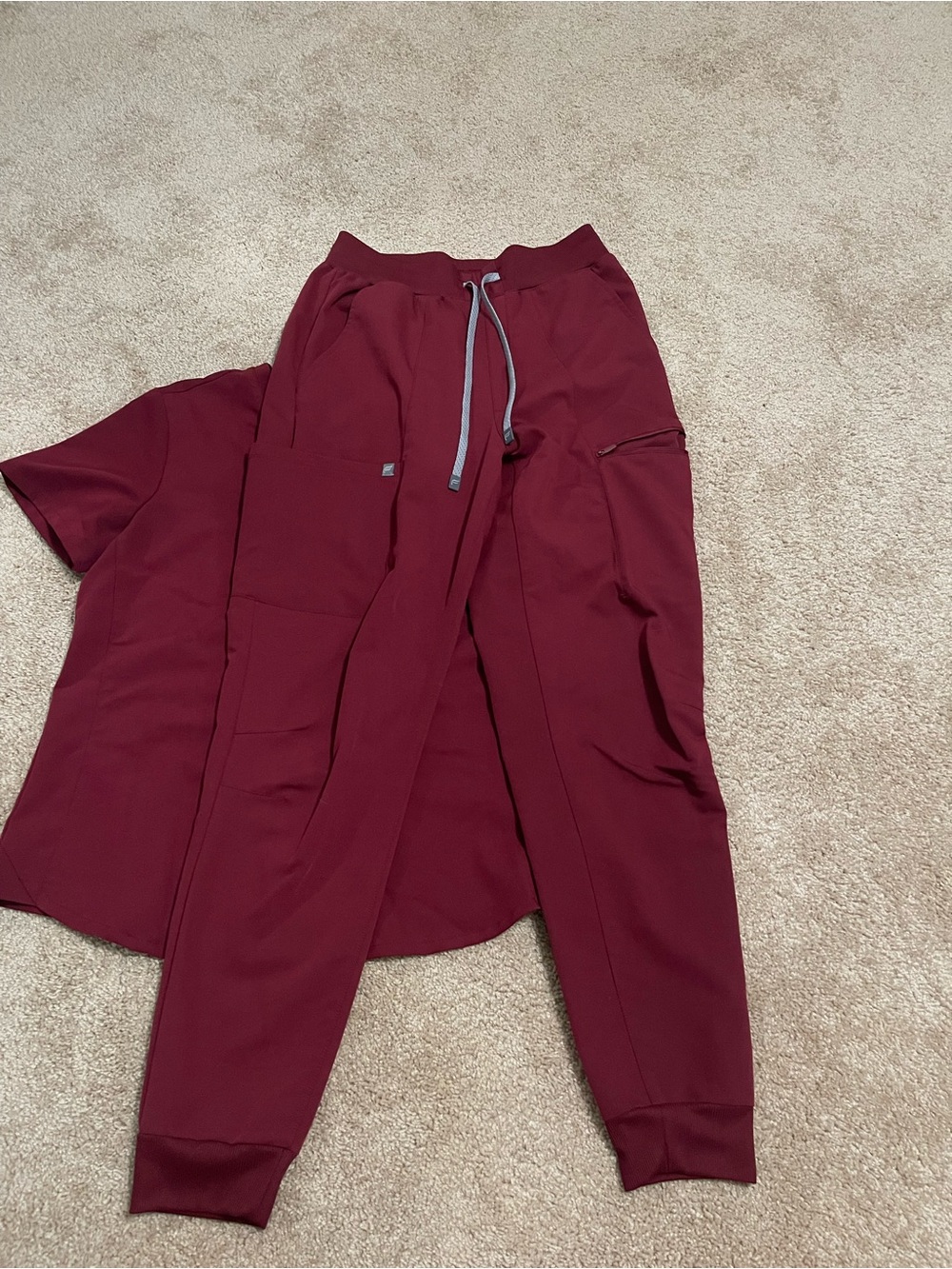 Fabletics Women's Jogger Pants and Top Set in Burgundy